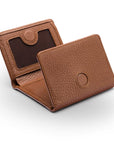 Trifold leather wallet with ID, tan