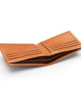 Woven leather wallet with 6 credit card slots, tan, inside