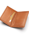 Woven leather card holder, tan, inside