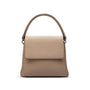 Amy flap over lid handbag, taupe, front