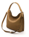 Carol Ann slouchy leather shoulder bag, taupe, with both straps