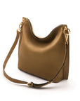 Carol Ann slouchy leather shoulder bag, taupe, with detachable shoulder strap