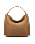 Carol Ann Slouchy Leather Shoulder Bag, taupe, front