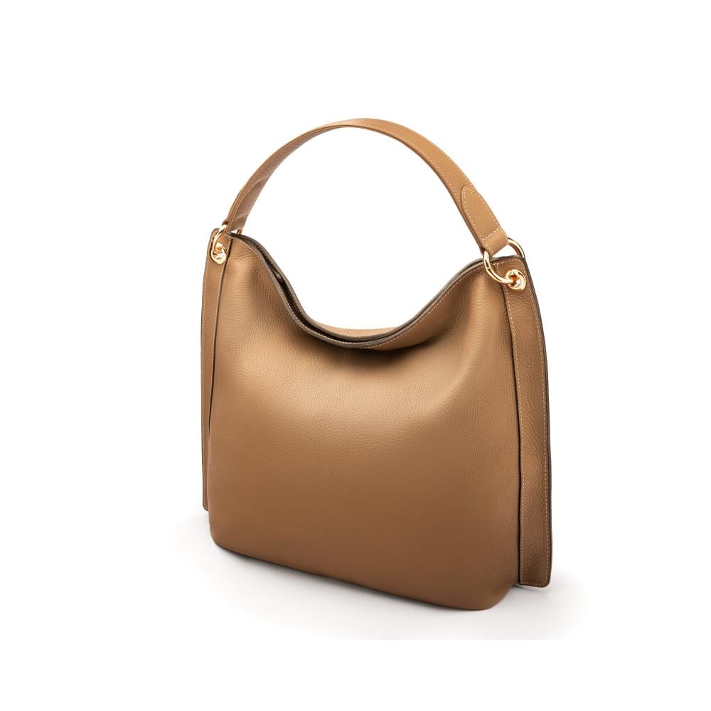 Carol Ann Slouchy Leather Shoulder Bag, taupe, side