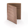 Compact leather wallet with 6 credit card slots and 2 ID windows, taupe croc, front