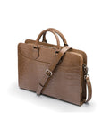 Leather Trinity 13" laptop briefcase, taupe croc, side