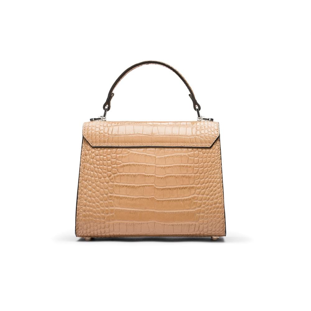 Mini Burnett small top handle bag, taupe croc, back