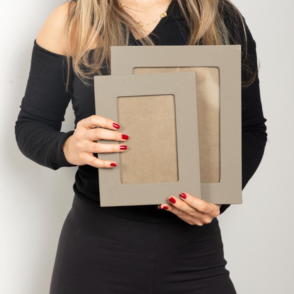 Luxury Leather Photo Frame, taupe, 2 sizes