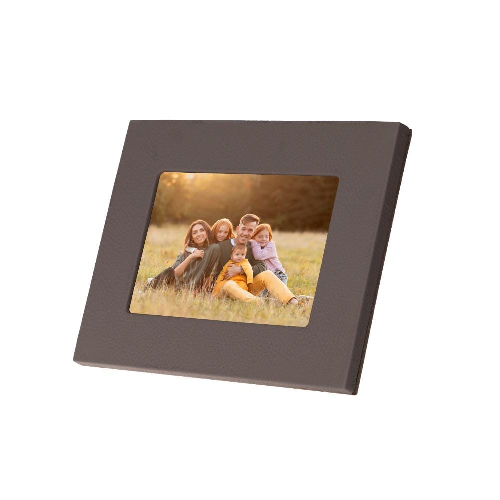 Luxury Leather Photo Frame, taupe, landscape front