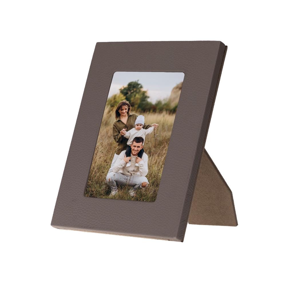 Luxury Leather Photo Frame, taupe, portrait
