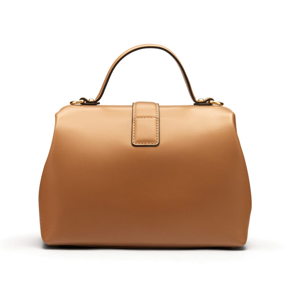 Mini leather Gladstone bag, taupe, back