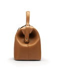 Mini leather Gladstone bag, taupe, side