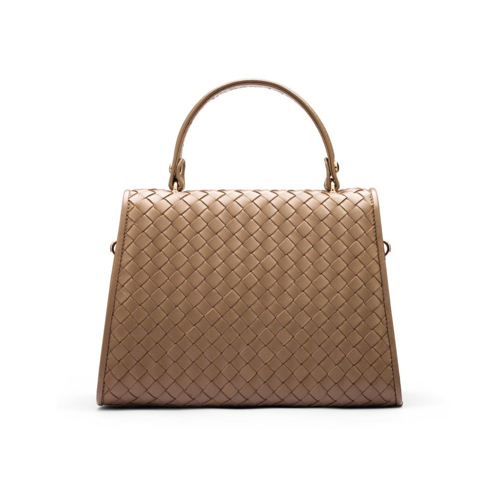 Woven leather Sabrina bag, taupe, back