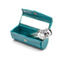 Leather lipstick case, turquoise croc, inside view