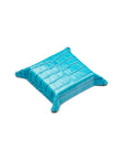 Small leather valet tray, turquoise croc, base