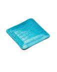 Small leather valet tray, turquoise croc, flat base