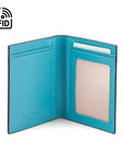 RFID Credit Card Wallet in turquoise leather, inside