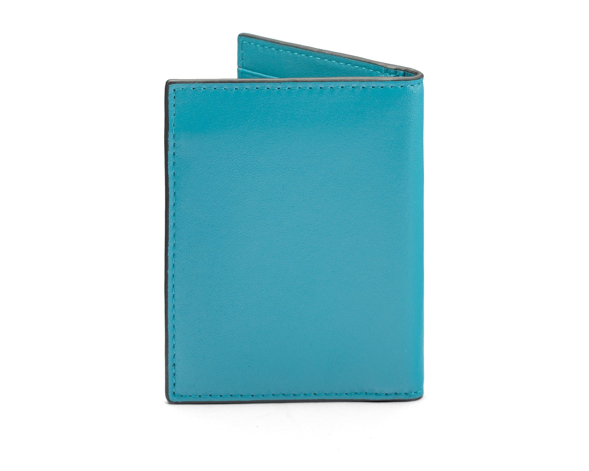 RFID Credit Card Wallet in turquoise leather, back