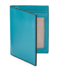 RFID Credit Card Wallet in turquoise leather, front