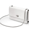 Leather chain bag, white croc, side