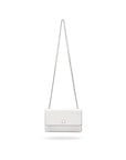 Leather chain bag, white croc, with chain strap