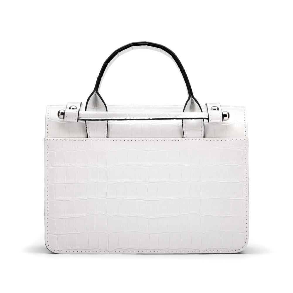 Mini music bag, white croc, back view