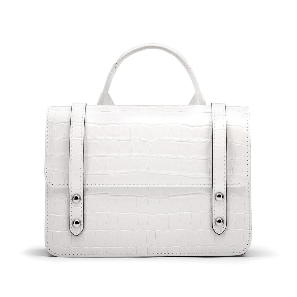 Mini music bag, white croc, front view