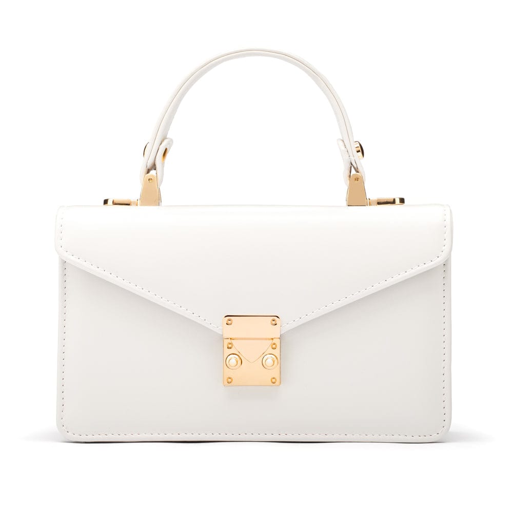 Maya top handle bag, white, front