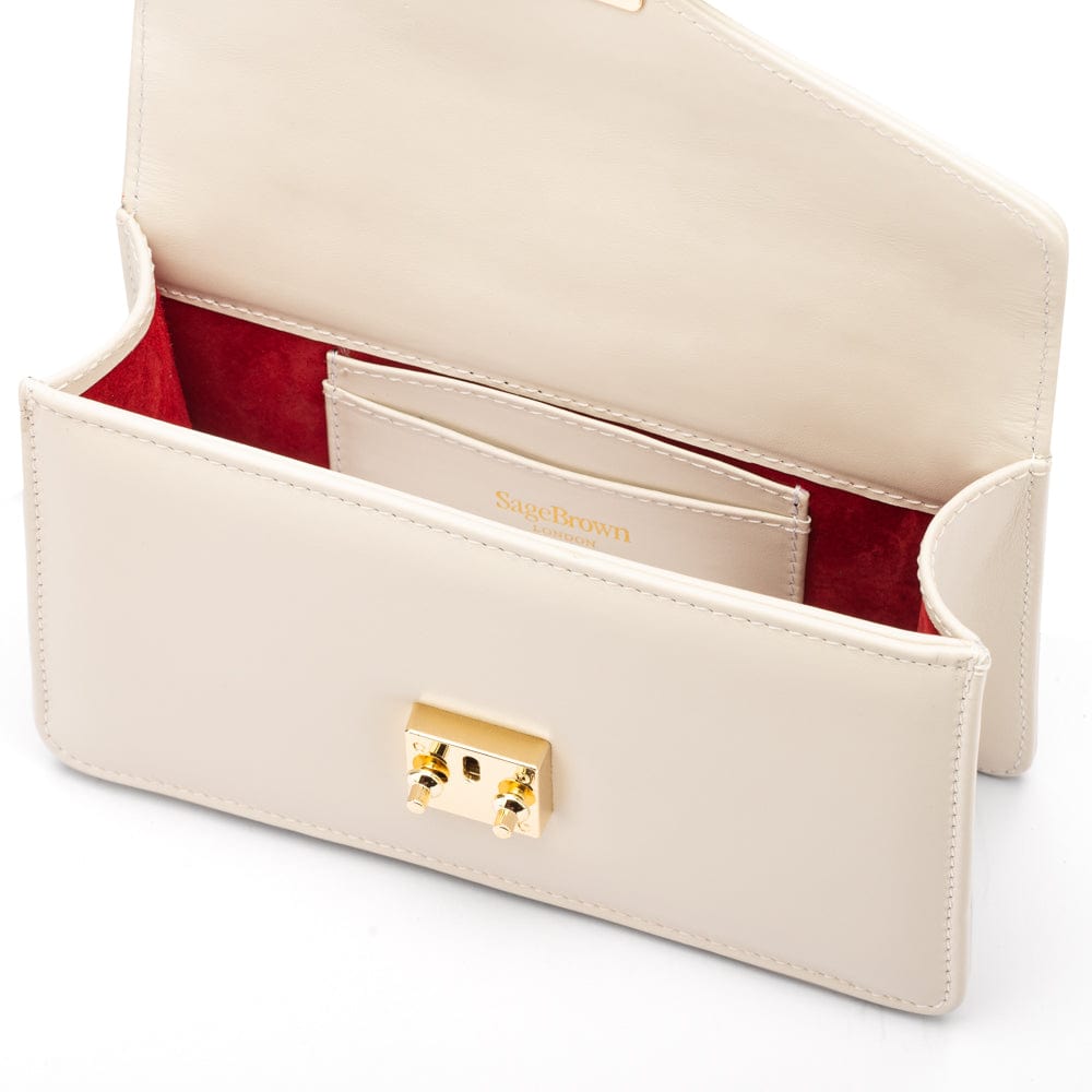 Maya top handle bag, white, inside