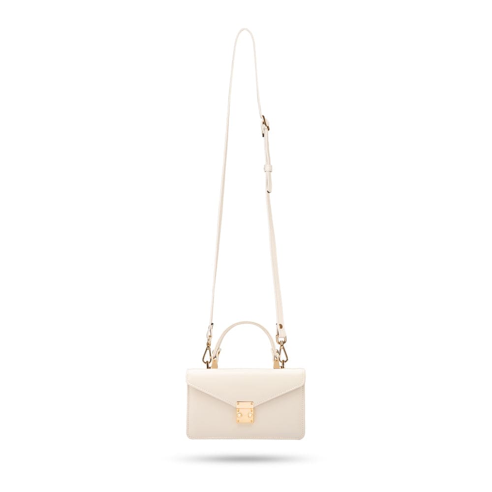 Maya top handle bag, white, with shoulder strap
