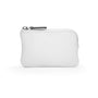 Miniature leather coin purse with key chain, white, front