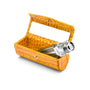 Leather lipstick case, yellow croc, inside view