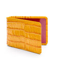 Leather Oyster card holder, yellow croc, front