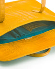 Leather music bag, yellow croc, inside