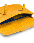 Leather music bag, yellow croc, inside