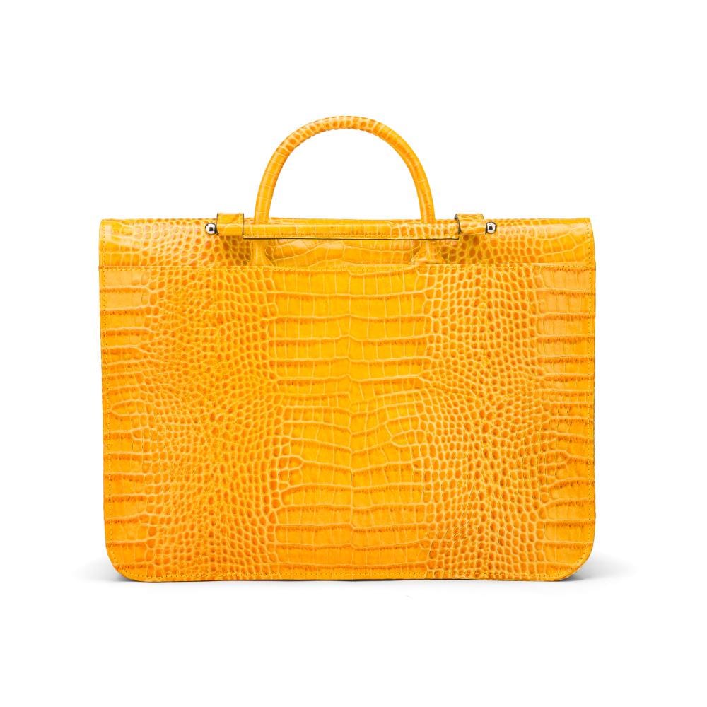Leather music bag, yellow croc, back