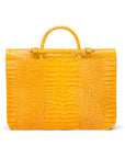 Leather music bag, yellow croc, back