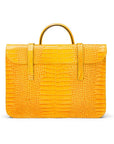Leather music bag, yellow croc, front