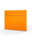 Flat leather credit card wallet 4 CC, yellow pebble grain, back