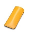 Large leather glasses case. soft yellow, front