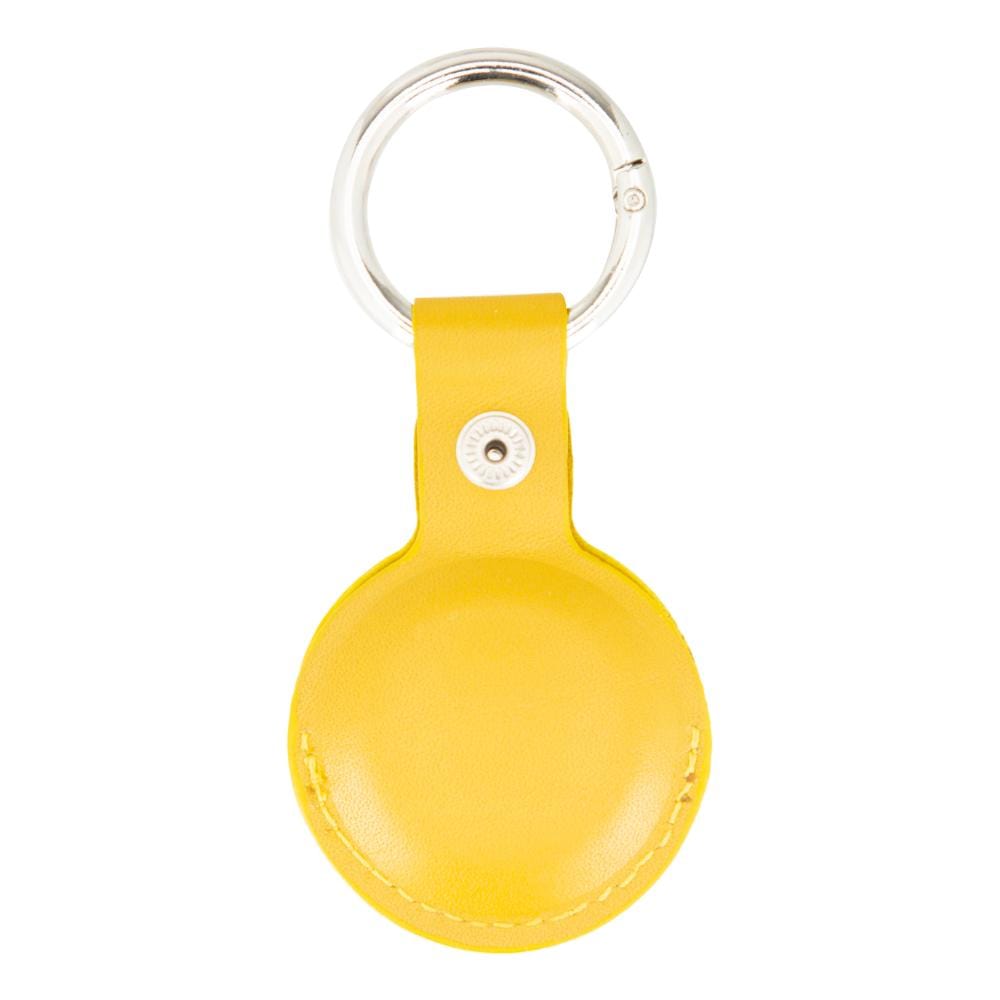Leather air tag holder, yellow, back