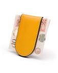 Leather Magnetic Money Clip, yellow, back