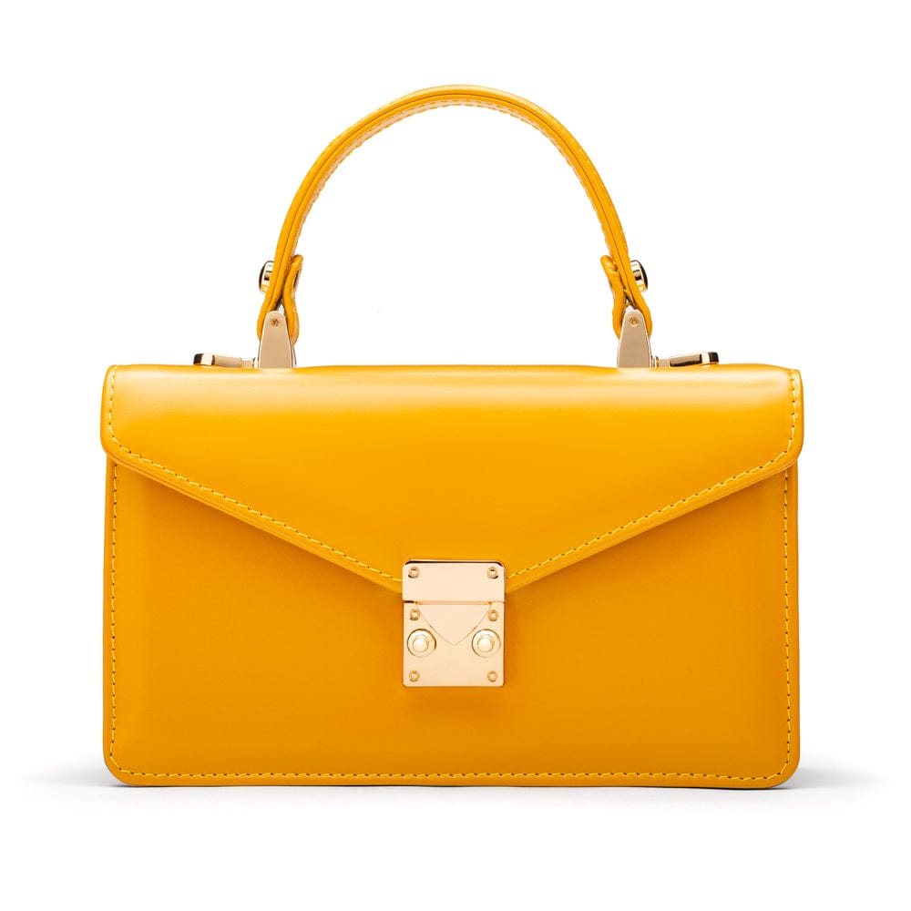 Maya top handle bag, yellow, front