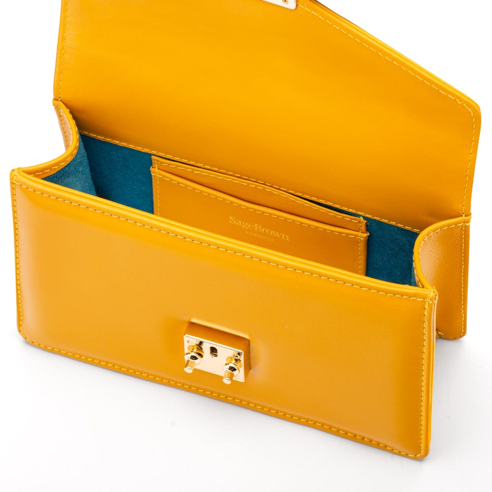 Maya top handle bag, yellow, inside