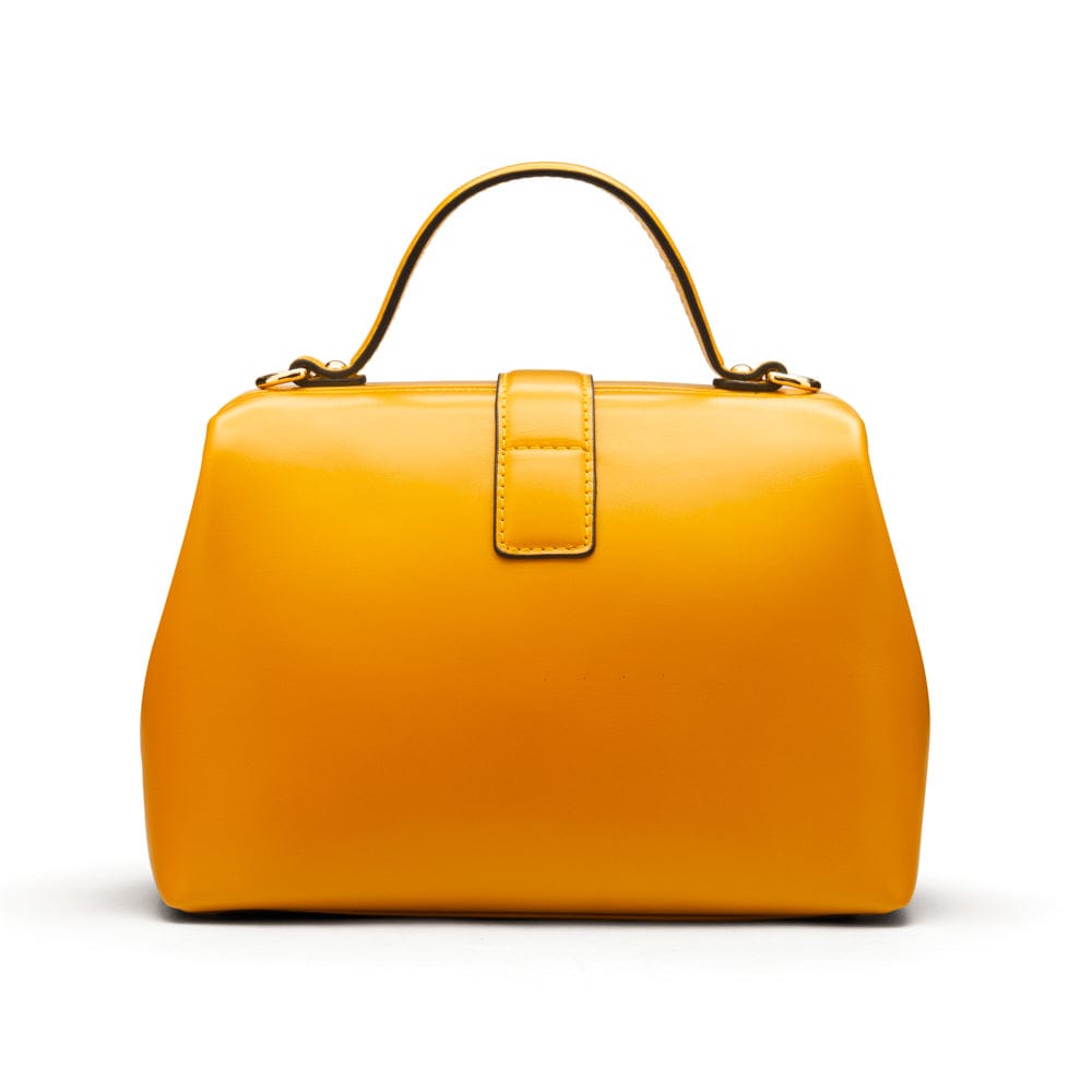 Mini leather Gladstone bag, yellow, back