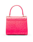 Mini ostrich leather Morgan Bag, top handle bag, pink, back