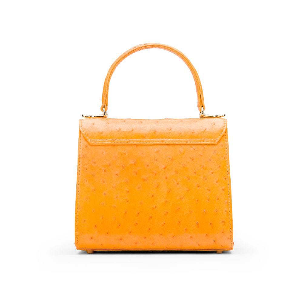 Mini ostrich leather Morgan Bag, top handle bag, yellow, back