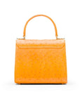 Mini ostrich leather Morgan Bag, top handle bag, yellow, back