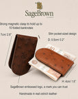 Real Ostrich Leather Magnetic Money Clip, features and dimensions
