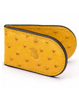 Real Ostrich Leather Magnetic Money Clip, yellow, front